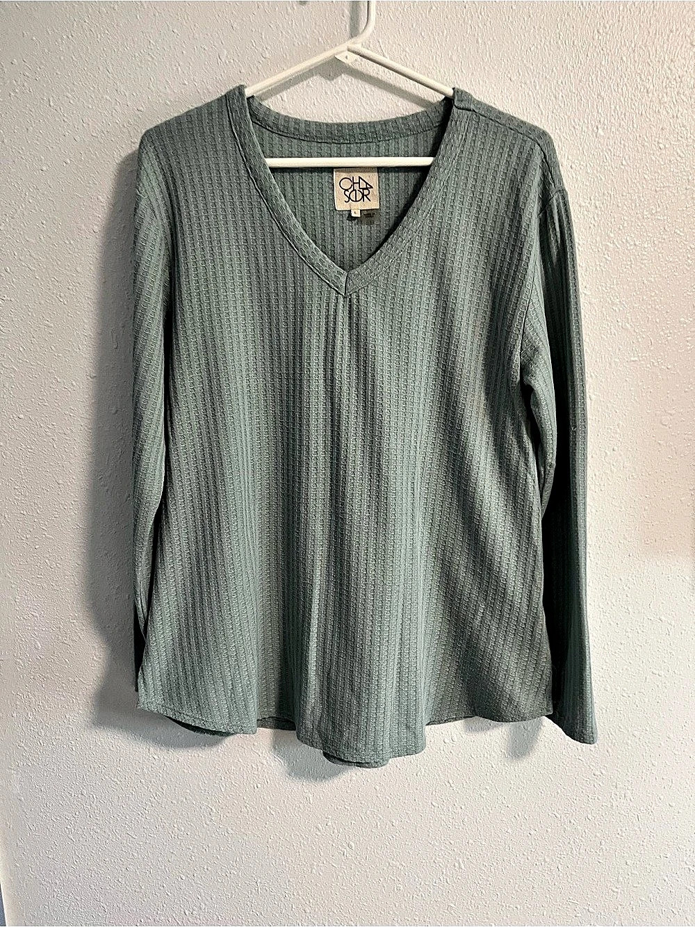 Chaser Textured Knit Tunic in Green Size Large